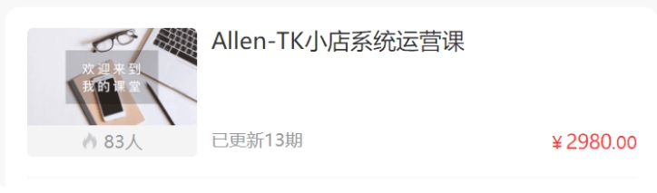 Allen《TikTok店铺系统运营课》投流技巧/测品选品
