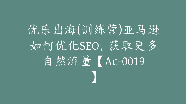 优乐出海《专项训练营课程大合集》+2025最新资料包