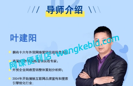 疯狂外贸叶建阳Google营销：手把手教你利用谷歌开发精准用户
